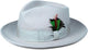 Gangster 100% Austrailian Wool Crushable Mens Fedora Hat - Removable Feather Gangster Sky Blue Mens Fedora Hat