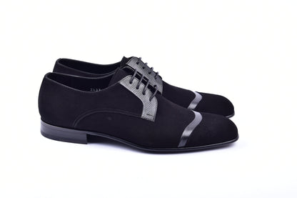 C001403-2432 Cap toe Suede and lizard- Black