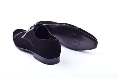 C001403-2432 Cap toe Suede and lizard- Black