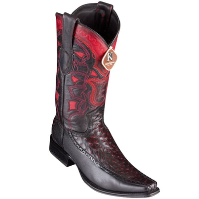 King Exotic Men's Ostrich Black Cherry Cowboy Boots - H76 European Toe 1 76F0318-01  - from alligatorwarehouse.com