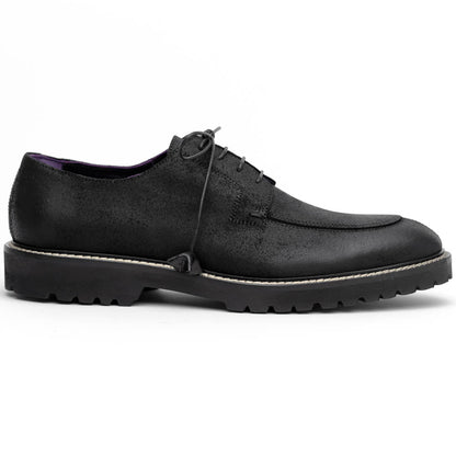 Zelli Campo Sueded Goatskin Lace-up Blucher Shoes in Black