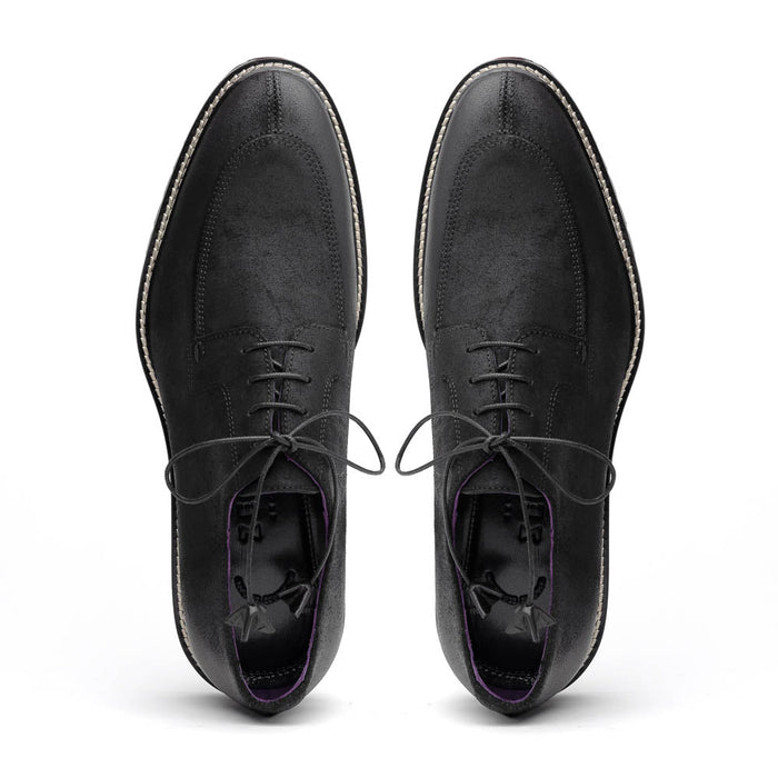 Zelli Campo Sueded Goatskin Lace-up Blucher Shoes in Black