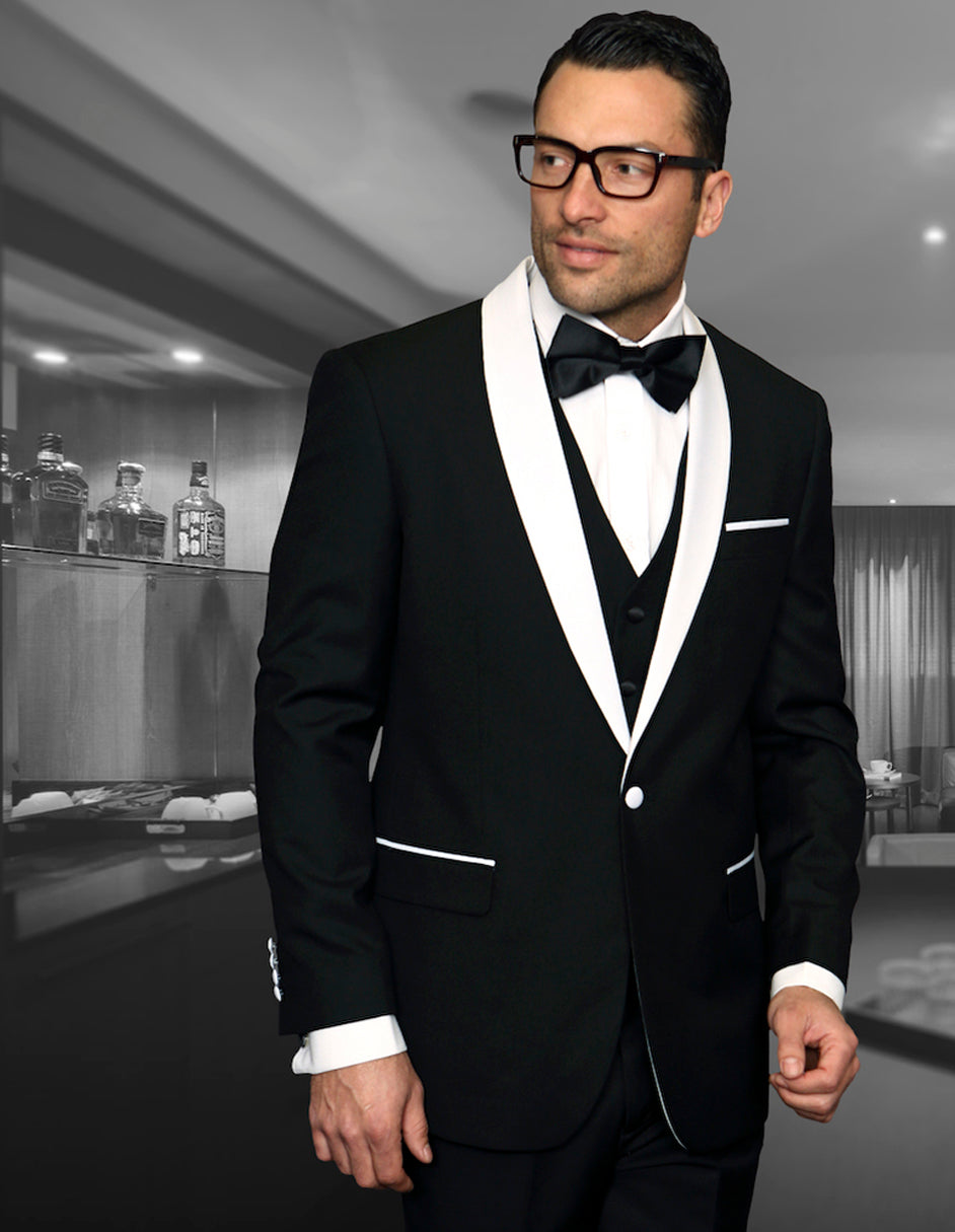Mens Vested Wool Shawl Lapel Tuxedo in Black 1 ENCORE_BLACK_42L  - from alligatorwarehouse.com