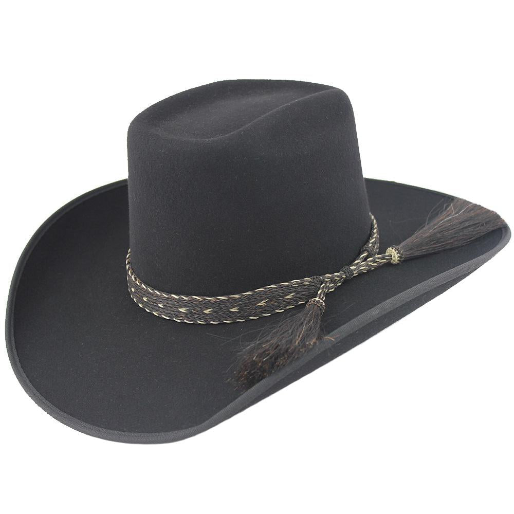 Cuernos Chuecos Black 6X Brick Crown Felt Hat With Horsehair Band