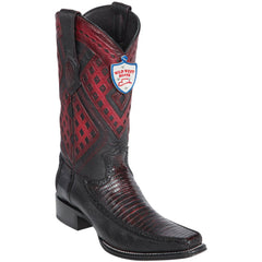 Black Cherry Lizard European Square Toe Western Boot