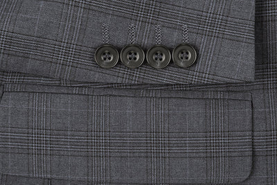 San Gemini Collection - 3 Piece Suit 2 Buttons Gray Glen Plaid Regular Fit 7 SO6278-1-Classic  - from alligatorwarehouse.com