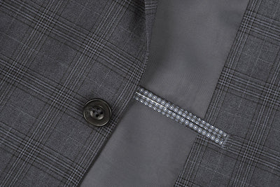 San Gemini Collection - 3 Piece Suit 2 Buttons Gray Glen Plaid Regular Fit 6 SO6278-1-Classic  - from alligatorwarehouse.com