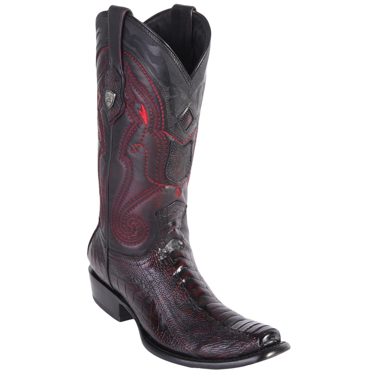 Wild West Black Cherry Ostrich Leg Mens Cowboy Boots Dubai Toe