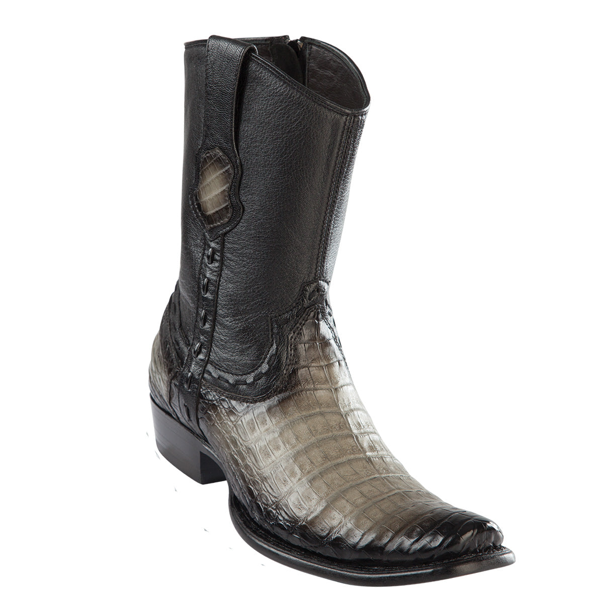 Grey caiman belly mens short cowboy boots