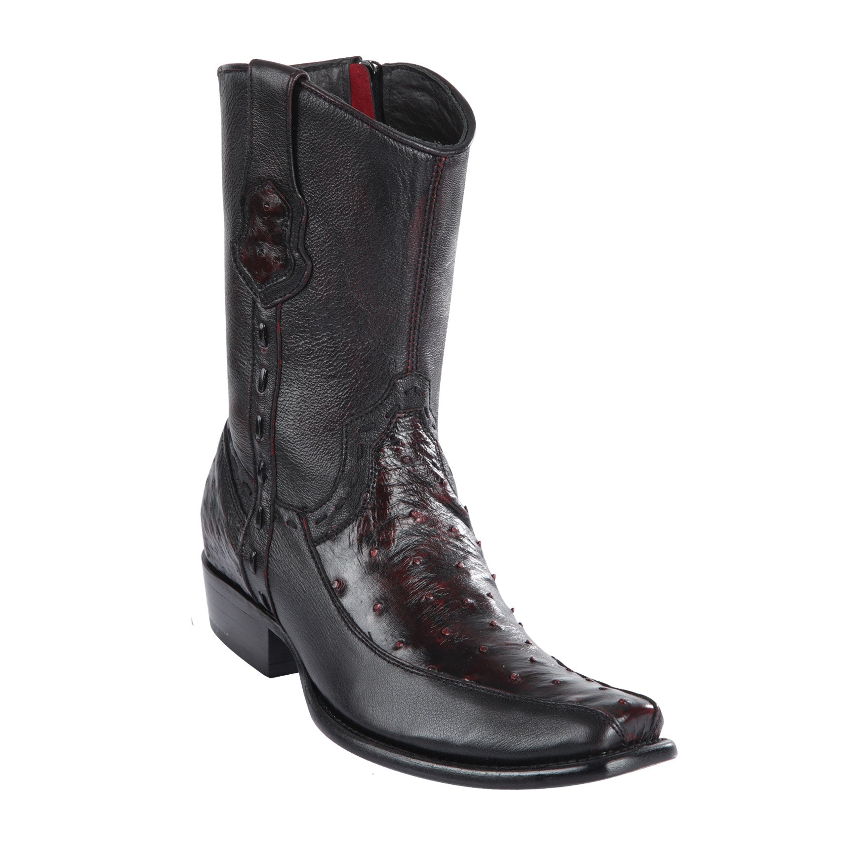 Black cherry short cowboy boot