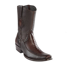 Brown Ostrich Leg Mens Ankle Cowboy Boots 