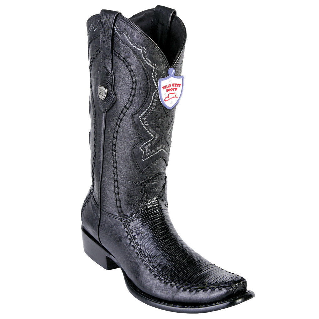 Black lizard skin boot