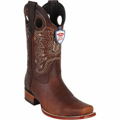 Walnut Square Toe Cowboy Boots - 2