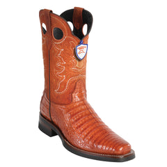 Caiman Belly Boots Square Toe - Cognac