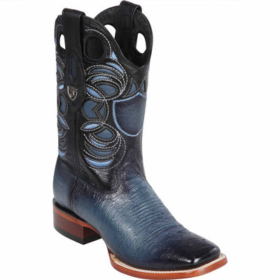 Blue Ostrich Belly Ranch Toe Western Boots 1   - from alligatorwarehouse.com