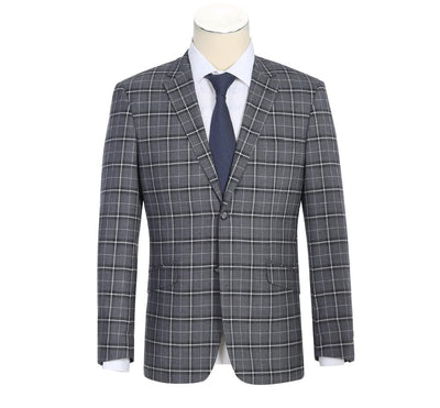Lozano Collection - Men's 2 Piece Regular Fit Gray Check Pattern Suit 1 SO6293-14-CLASSIC2PC  - from alligatorwarehouse.com