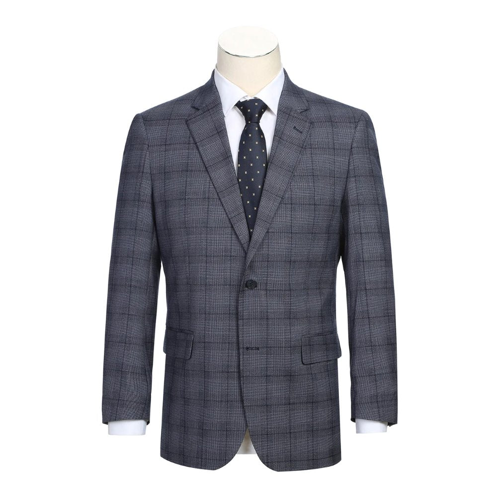 Lozano Collection - Men's 2 Piece Regular Fit Gray Windowpane Suit