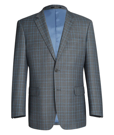 Lozano Collection - Men's 2 Piece Regular Fit Gray Windowpane Suit 1 SO6293-5-Classic2PC  - from alligatorwarehouse.com