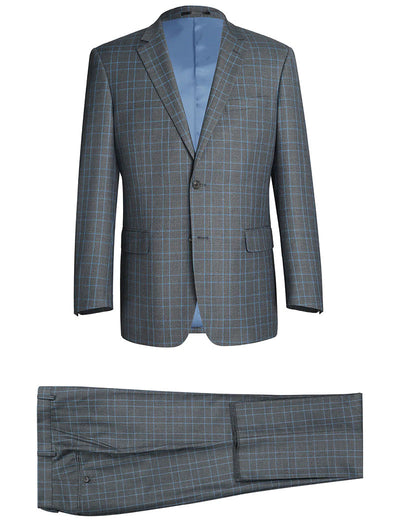 Lozano Collection - Men's 2 Piece Regular Fit Gray Windowpane Suit 2 SO6293-5-Classic2PC  - from alligatorwarehouse.com