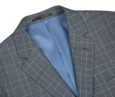 Lozano Collection - Men's 2 Piece Regular Fit Gray Windowpane Suit 3 SO6293-5-Classic2PC  - from alligatorwarehouse.com