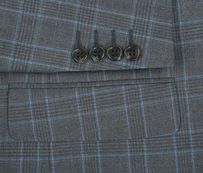 Lozano Collection - Men's 2 Piece Regular Fit Gray Windowpane Suit 5 SO6293-5-Classic2PC  - from alligatorwarehouse.com