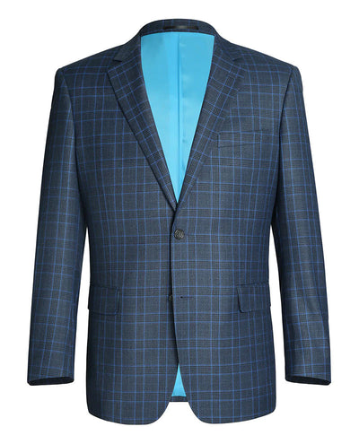 Regular Fit 2 Piece Dress Suit Windowpane in Blue 1 SO6293-6-Classic2PC  - from alligatorwarehouse.com