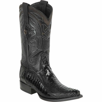 Black Ostrich Leg Boots 1   - from alligatorwarehouse.com