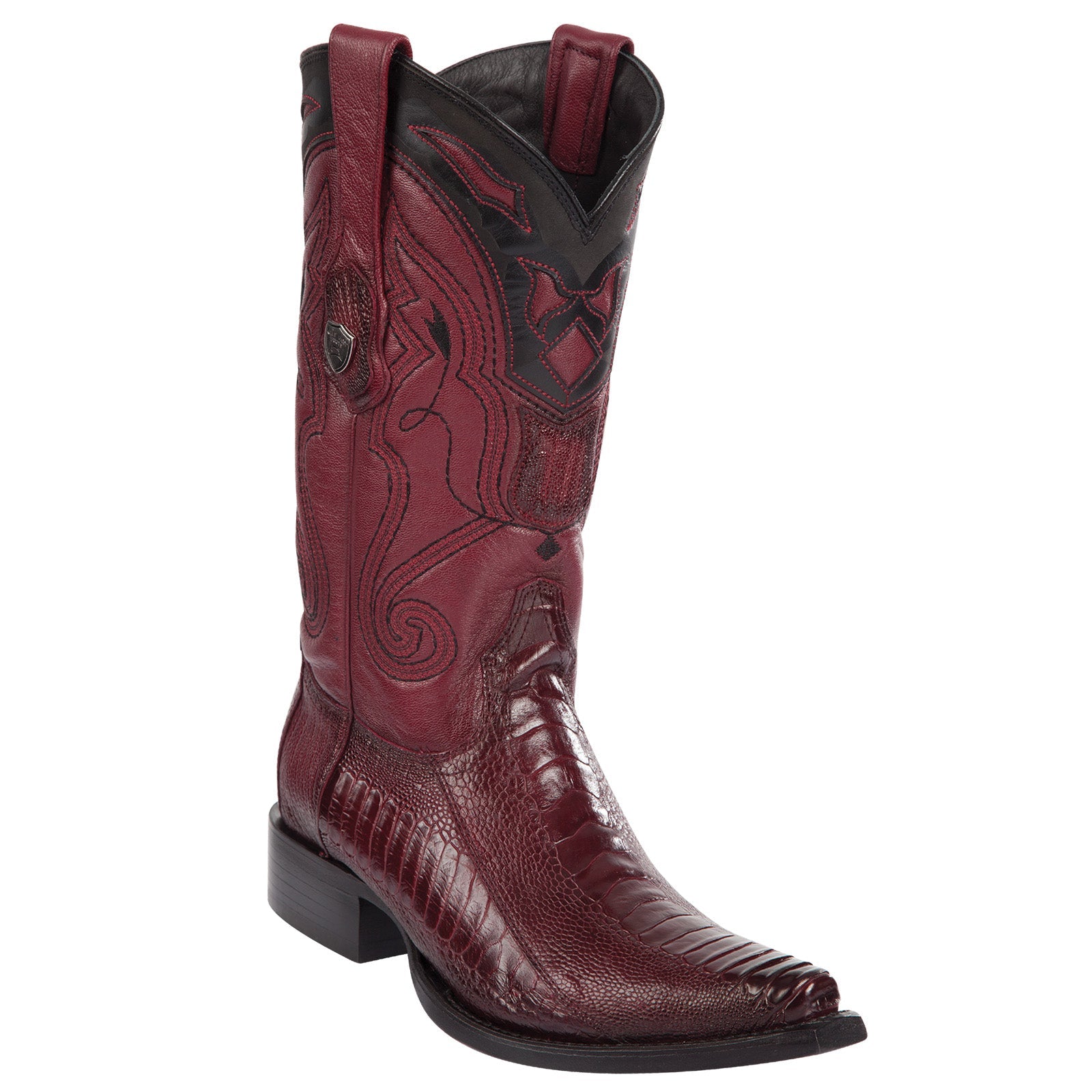 Burgundy Ostrich Leg Cowboy Boots