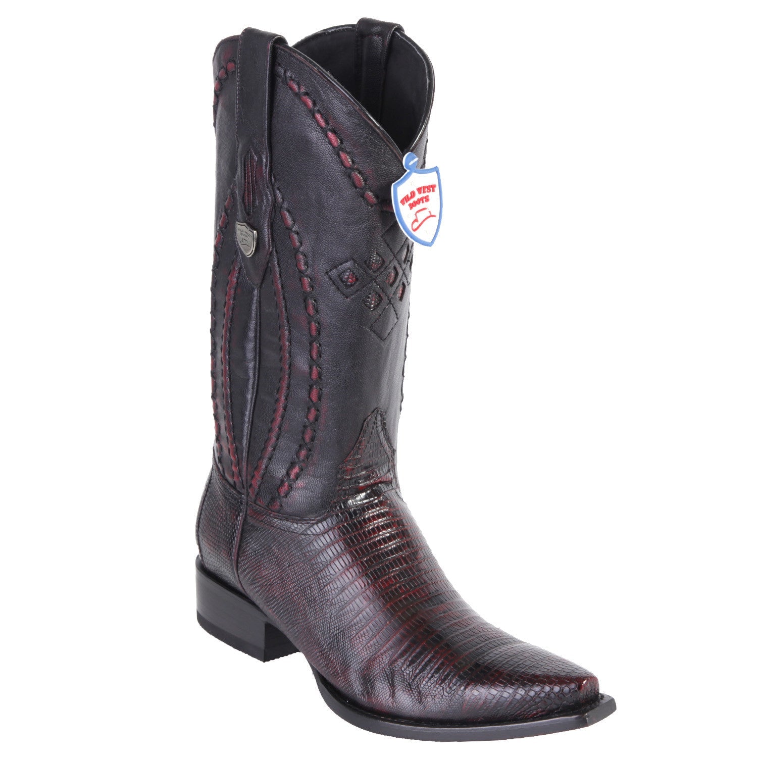 black cherry lizard skin boots