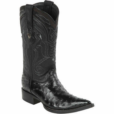 Black Pointed Toe Ostrich Boots 1   - from alligatorwarehouse.com