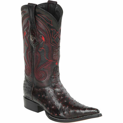 Ostrich Pointy Cowboy Boots Black Cherry 1   - from alligatorwarehouse.com