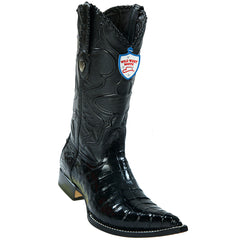 Black Caiman Cowboy Boots Pointy Toe