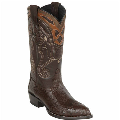 Smooth Ostrich Brown Wingtip Cowboy Boots 1   - from alligatorwarehouse.com