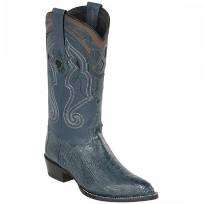 Blue Ostrich Cowboy Boots J-Toe 1   - from alligatorwarehouse.com
