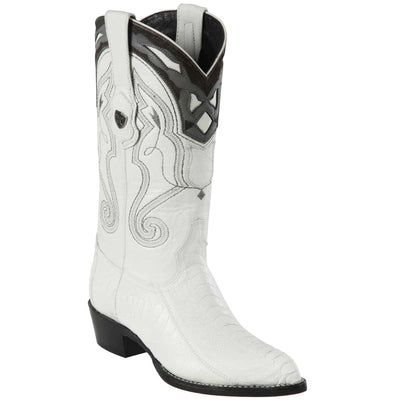 Mens White Ostrich Boots J-Toe 1   - from alligatorwarehouse.com