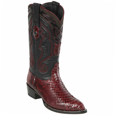 Burgundy Snakeskin Cowboy Boots J-Toe 1   - from alligatorwarehouse.com