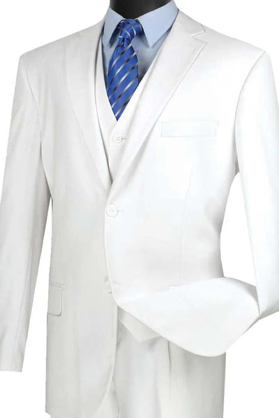 Mens Basic 2 Button vested Suit in White 1 G3-7237  - from alligatorwarehouse.com