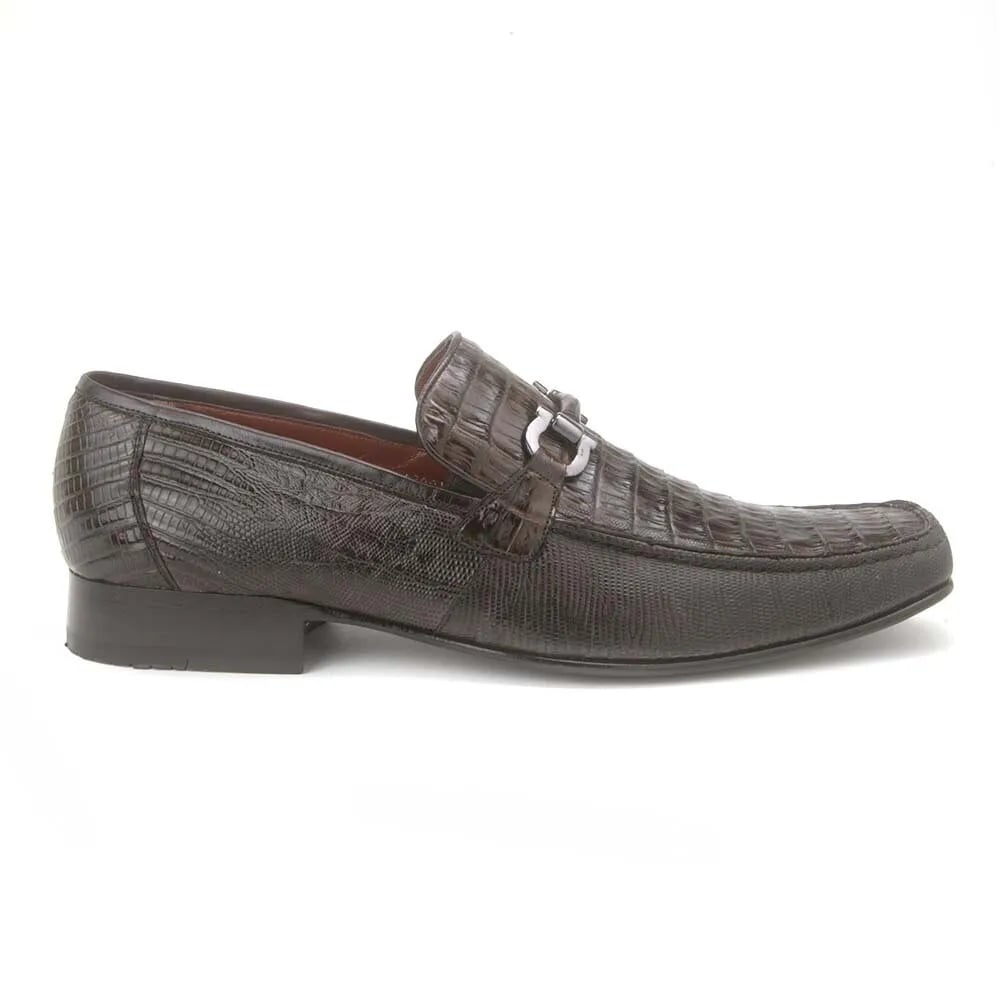 Brown Genuine Caiman Belly & Lizard Slip On By Los Altos