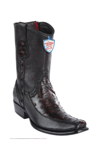 Wild West Botas de Avestruz Horma Dubai Toe Blackcherry 1   - from alligatorwarehouse.com