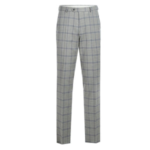 293-15 Men's Slim Fit Notch Lapels Light Gray Check Suits
