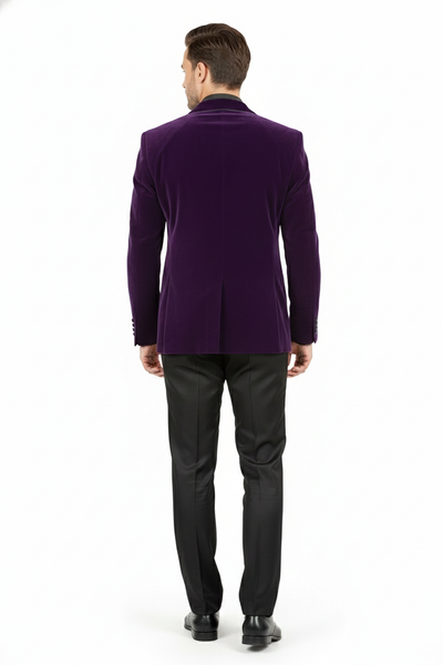Men’s Purple Velvet Blazer – Luxury Slim Fit Formal Jacket with Black Satin Trim Tuxedo Dinner Jacket 7   - from alligatorwarehouse.com