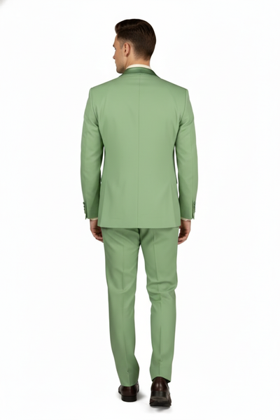 Men’s Mint Green Tuxedo – 2-Piece Formal Suit with Satin Shawl Lapel and Matching Bow Tie in  Sage Green 7   - from alligatorwarehouse.com
