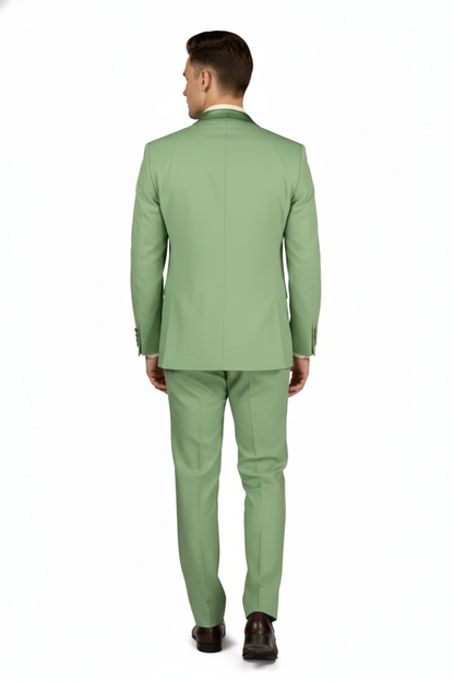 Men’s Mint Green Tuxedo – 2-Piece Formal Suit with Satin Shawl Lapel and Matching Bow Tie in  Sage Green