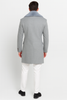 Men’s Light Grey Double Breasted Overcoat with Faux Fur Shawl Collar – Winter Luxury Coat Wool Fabric 2   - from alligatorwarehouse.com