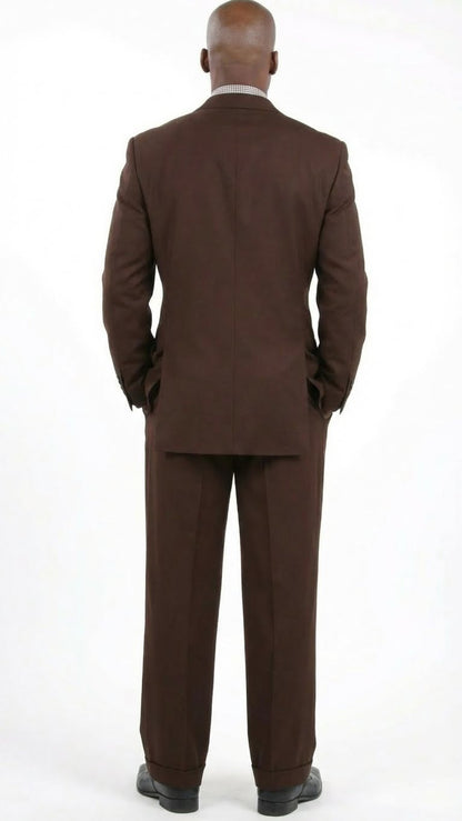 Men’s 6 on 3 Style Brown Double Breasted Suit with Wide Leg Pleated Pants, Classic Formal 2 Piece Dress Suit Set