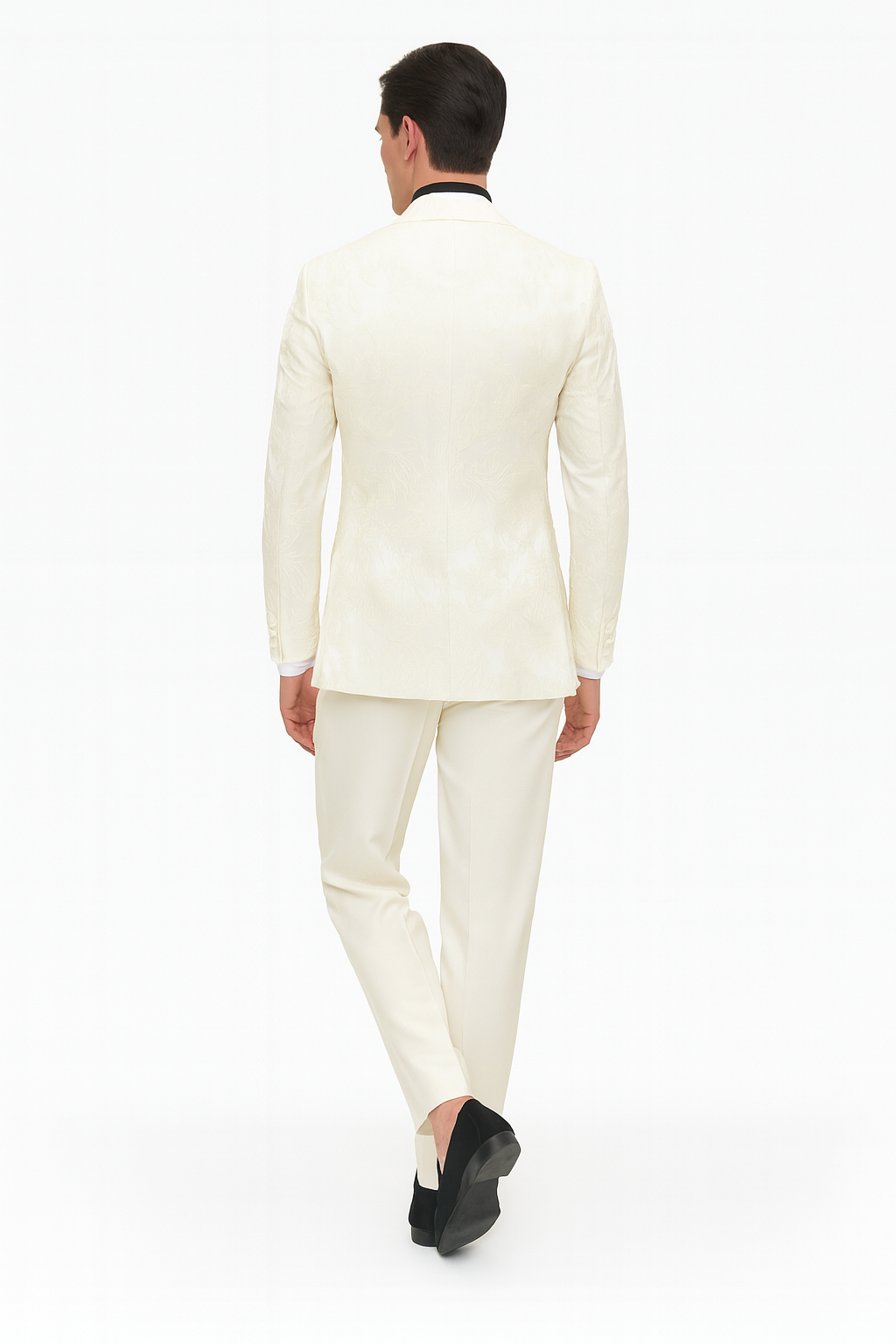 Men’s Ivory Floral Embroidered Tuxedo Jacket – Elegant Wedding and Party Blazer in Cream Color With Ivory Pants 2   - from alligatorwarehouse.com