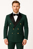 Men's Green Double-Breasted Wedding Tuxedo with Black Velvet Lapel and Gold Buttons 2   - from alligatorwarehouse.com