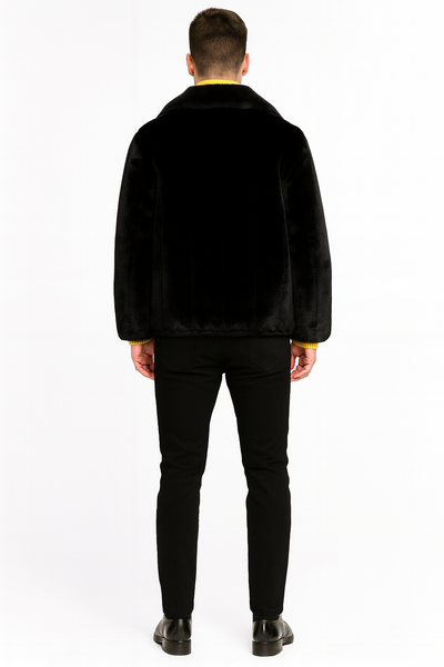 Men’s Black Faux Fur Jacket – Luxury Winter Zip-Up Coat with Soft Plush Finish 3   - from alligatorwarehouse.com