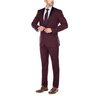 Burgundy 2 Piece Tuxedo Shawl Lapel Slim Fit 3 SO6201-8-SHAWLCOLLAR  - from alligatorwarehouse.com
