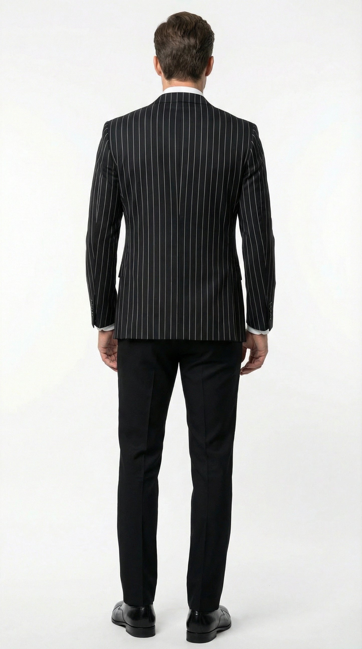 Men’s Black Pinstripe Blazer – Classic Tailored Formal Jacket for Business, Office and Evening Wear